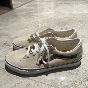 Vans Beige and Black Low-Top Sneakers